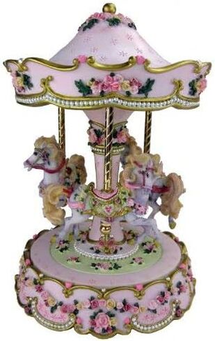 THE SAN FRANCISCO MUSIC BOX COMPANY Hearts and Roses 3-Horse Carousel in Saudi Arabia