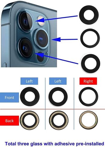 XBC 3pcs Rear Camera Glass Lens Replacement for iPhone 13 Pro/13Pro Max 6.7 Inch Adhesive Preinstalled with Tools Kit and Clean Cloth (Not for iPhone 13/13 Mini) in Saudi Arabia