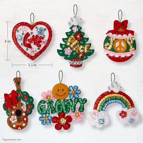 Bucilla, Peace and Love, Felt Applique 6 Piece Ornament Making Kit, Perfect for DIY Arts and Crafts, 89658E in Saudi Arabia
