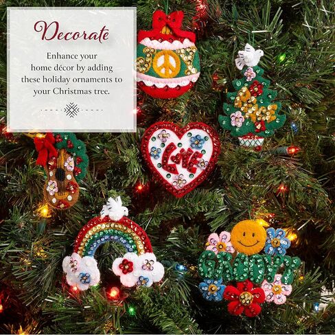 Bucilla, Peace and Love, Felt Applique 6 Piece Ornament Making Kit, Perfect for DIY Arts and Crafts, 89658E in Saudi Arabia