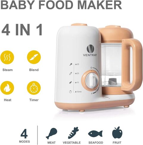 Ventray Baby Food Maker, Puree Food Processor Steamer Blender Cooker Warmer Machine for Toddlers Baby, All-in-one Auto Cooking Easy Clean and BPA-Free - Peach in Kuwait