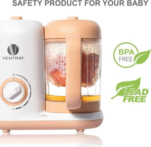 Ventray Baby Food Maker, Puree Food Processor Steamer Blender Cooker Warmer Machine for Toddlers Baby, All-in-one Auto Cooking Easy Clean and BPA-Free - Peach in Kuwait