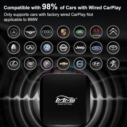 MMB Wireless Apple CarPlay Adapter, 2024 New Upgrades Wired to Wireless CarPlay Dongle Carplay, Support Online Update,No delay Plug & Play only for All Factory Wired CarPlay Cars in Saudi Arabia