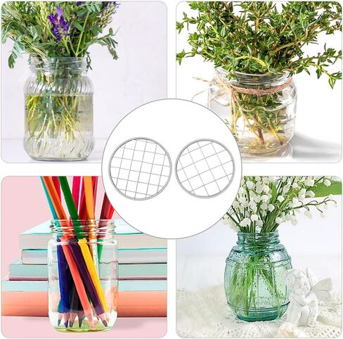 GORGECRAFT 16PCS 2 Sizes Metal Flower Lid Insert Mason Jar Frog Lids Insert Square Grid Organizer Floral Arrangement Glass Bottle Vase Covers Arranging Supplies for Regular Mouth Mason Canning Jars in Saudi Arabia