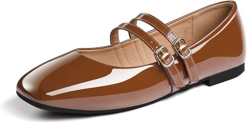 Chicmyth Mary Jane Flats ; Square Toe Patent Leather Flats ; Causal Dressy Business Flat Shoes in Saudi Arabia