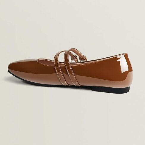 Chicmyth Mary Jane Flats ; Square Toe Patent Leather Flats ; Causal Dressy Business Flat Shoes in Saudi Arabia