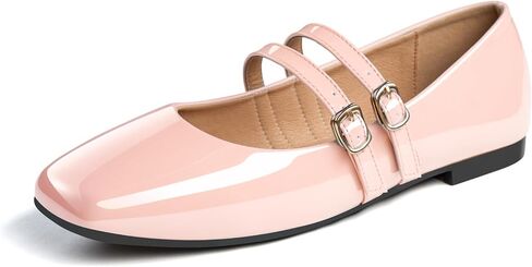 Chicmyth Mary Jane Flats ; Square Toe Patent Leather Flats ; Causal Dressy Business Flat Shoes in Saudi Arabia