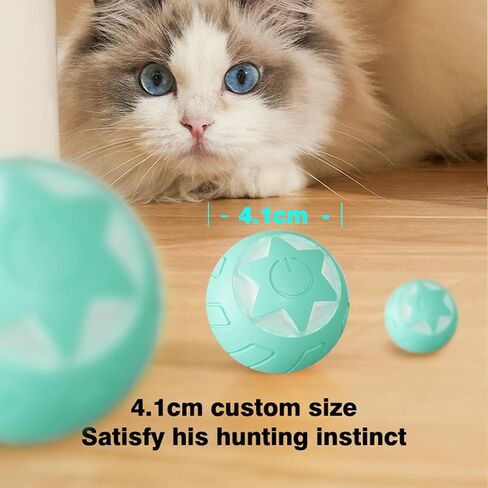 Interactive Cat Toy Ball, Automatic Self Rotating Cat Toys for Indoor Cats, USB Rechargeable Cat Balls with LED Light, Powerball 2.0 Cat Toy, Exercise Toys for Kitten, Blue in Saudi Arabia