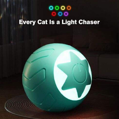 Interactive Cat Toy Ball, Automatic Self Rotating Cat Toys for Indoor Cats, USB Rechargeable Cat Balls with LED Light, Powerball 2.0 Cat Toy, Exercise Toys for Kitten, Blue in Saudi Arabia
