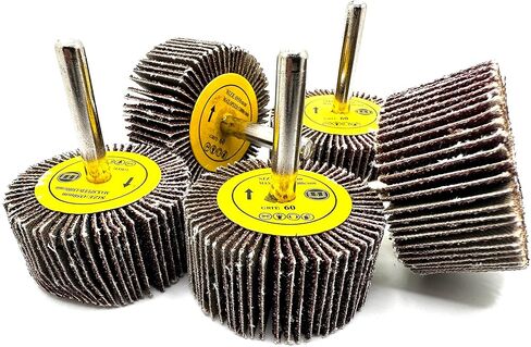 Pro-Graad SuperGrindz 5 Pack 2" x 1" x 1/4" 60 Grit Aluminum Oxide Shank Mounted Abrasive Flap Wheels, Ideal for Metal, Wood, Grinding, Blending, Polishing, Rust & Paint Removal in Kuwait