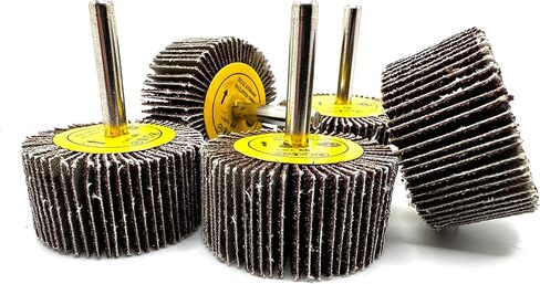 Pro-Graad SuperGrindz 5 Pack 2" x 1" x 1/4" 60 Grit Aluminum Oxide Shank Mounted Abrasive Flap Wheels, Ideal for Metal, Wood, Grinding, Blending, Polishing, Rust & Paint Removal in Kuwait