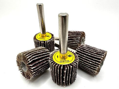 TwistFlex 5 Pack 1" x 1" x 1/4" 40 Grit Aluminum Oxide Shank Mounted Abrasive Flap Wheels, Ideal for Metal, Wood, Grinding, Blending, Polishing, Rust & Paint Removal in Kuwait