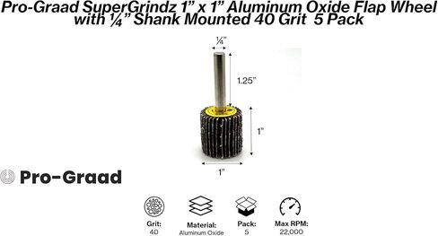 TwistFlex 5 Pack 1" x 1" x 1/4" 40 Grit Aluminum Oxide Shank Mounted Abrasive Flap Wheels, Ideal for Metal, Wood, Grinding, Blending, Polishing, Rust & Paint Removal in Kuwait