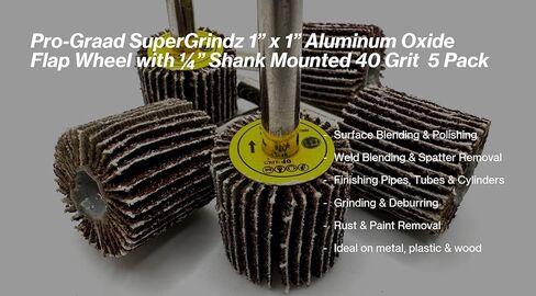 TwistFlex 5 Pack 1" x 1" x 1/4" 40 Grit Aluminum Oxide Shank Mounted Abrasive Flap Wheels, Ideal for Metal, Wood, Grinding, Blending, Polishing, Rust & Paint Removal in Kuwait