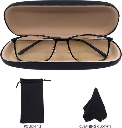 Ingrenlife 3 Pack Eyeglass Case Hard Shell Protector Sunglasses Case Black Glasses Case Hard Shell, 3 Pouch 3 Cleaning Cloth (Black) in Saudi Arabia