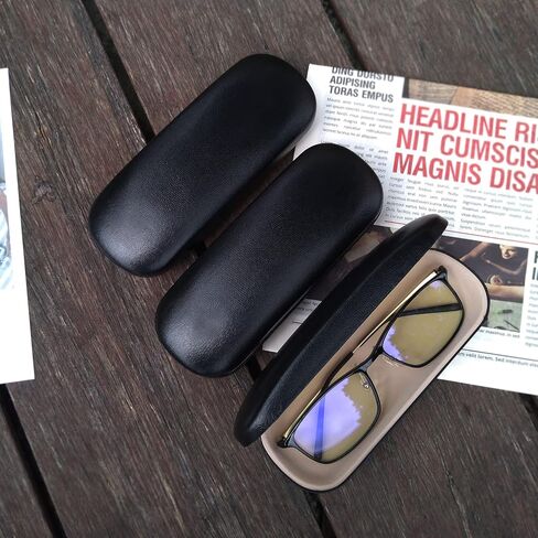 Ingrenlife 3 Pack Eyeglass Case Hard Shell Protector Sunglasses Case Black Glasses Case Hard Shell, 3 Pouch 3 Cleaning Cloth (Black) in Saudi Arabia