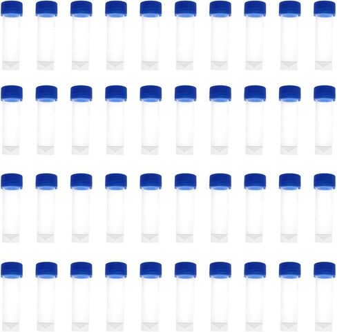 أنبوب اختبار ماجيك آند شل فروزن 50 قطعة 5 مللي أنبوب قارورة بلاستيكي متدرج مع أغطية لولبية زرقاء لتخزين العينات in Kuwait