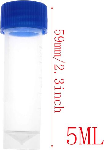أنبوب اختبار ماجيك آند شل فروزن 50 قطعة 5 مللي أنبوب قارورة بلاستيكي متدرج مع أغطية لولبية زرقاء لتخزين العينات in Kuwait