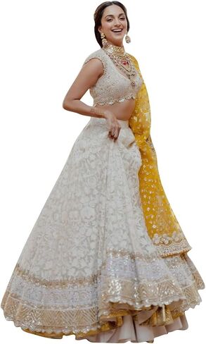 TRENDMALLS Women's Georgette Embroidery Work Lehenga Choli With Dupatta in Saudi Arabia