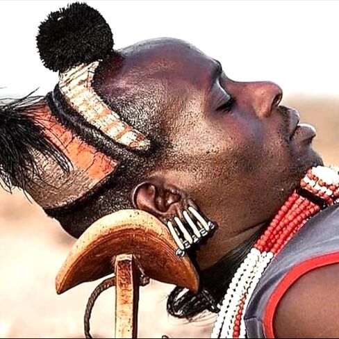 African HeadrestTribal Ethnographic Art Ethiopian Hamar Tribe Mens Wooden Borkoto Design, by IDW in Saudi Arabia