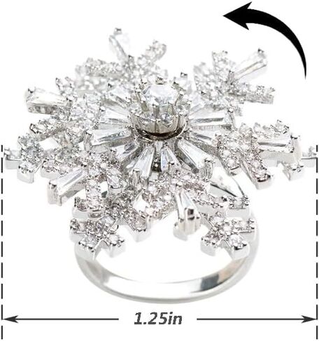 Bleu Clair Snowflake Rings, Funny Rotatable Snowflake Adjustable Big Ring Fidget Rings for Womens in Saudi Arabia
