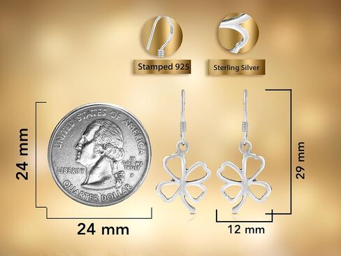 AeraVida Stylish & Lucky Four-Leaf Clover .925 Sterling Silver Dangle Earrings | Four Leaf Clover Earrings | Sterling Silver Dangle Earrings for Women | Fashion Drop Dangle Earrings in Saudi Arabia