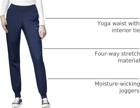 WonderWink W123 Women’s Comfort Waist Cargo Jogger Pant — Navy, X-Large Petite in Saudi Arabia