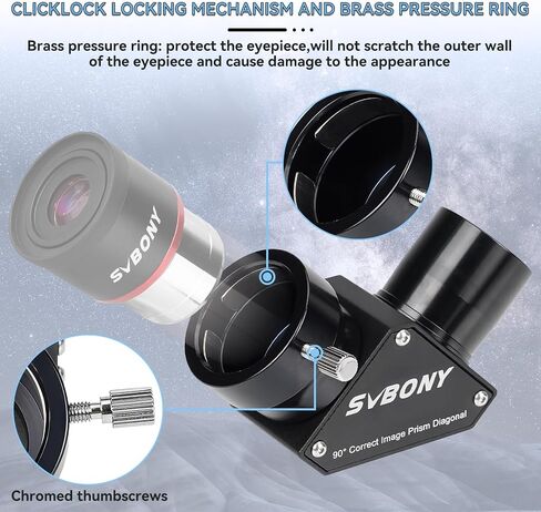 SVBONY SV222 مرآة قطرية 45 درجة، تلسكوب قطري 1.25 بوصة مع FMC وطلاء المرحلة، قطري الصورة الصحيحة للتلسكوب المنكسر in Saudi Arabia