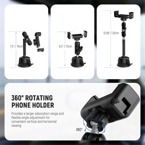 Neewer 6" Camera Suction Mount with Ball Head Magic Arm, Metal Car Mount for Camera/Action Camera/Phone, Air Pump Vacuum Suction Cup on Car or Window Glass with 1/4" 3/8" ARRI Mounting Holes, CA013 in Saudi Arabia