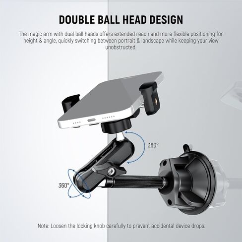 Neewer 6" Camera Suction Mount with Ball Head Magic Arm, Metal Car Mount for Camera/Action Camera/Phone, Air Pump Vacuum Suction Cup on Car or Window Glass with 1/4" 3/8" ARRI Mounting Holes, CA013 in Saudi Arabia