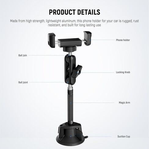 Neewer 6" Camera Suction Mount with Ball Head Magic Arm, Metal Car Mount for Camera/Action Camera/Phone, Air Pump Vacuum Suction Cup on Car or Window Glass with 1/4" 3/8" ARRI Mounting Holes, CA013 in Saudi Arabia