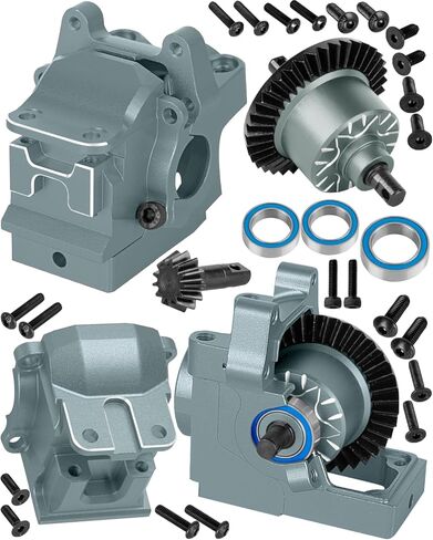 علبة نقل RC مع 37T Diff Gear جزء ترقيات لـ 1/10 Slash 4x4(VXL)، Rustler 4x4(VXL)، Stampede 4x4(VXL)، Jato 4x4 (VXL)، XO-1، علبة تروس معدنية أمامية خلفية تفاضلية، أزرق داكن in Kuwait