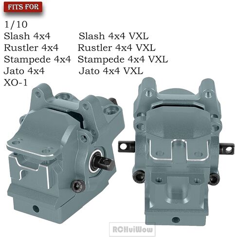 علبة نقل RC مع 37T Diff Gear جزء ترقيات لـ 1/10 Slash 4x4(VXL)، Rustler 4x4(VXL)، Stampede 4x4(VXL)، Jato 4x4 (VXL)، XO-1، علبة تروس معدنية أمامية خلفية تفاضلية، أزرق داكن in Kuwait