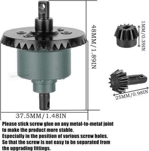 علبة نقل RC مع 37T Diff Gear جزء ترقيات لـ 1/10 Slash 4x4(VXL)، Rustler 4x4(VXL)، Stampede 4x4(VXL)، Jato 4x4 (VXL)، XO-1، علبة تروس معدنية أمامية خلفية تفاضلية، أزرق داكن in Kuwait