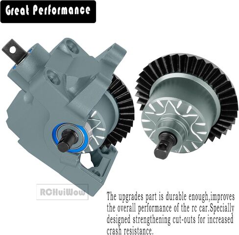 علبة نقل RC مع 37T Diff Gear جزء ترقيات لـ 1/10 Slash 4x4(VXL)، Rustler 4x4(VXL)، Stampede 4x4(VXL)، Jato 4x4 (VXL)، XO-1، علبة تروس معدنية أمامية خلفية تفاضلية، أزرق داكن in Kuwait