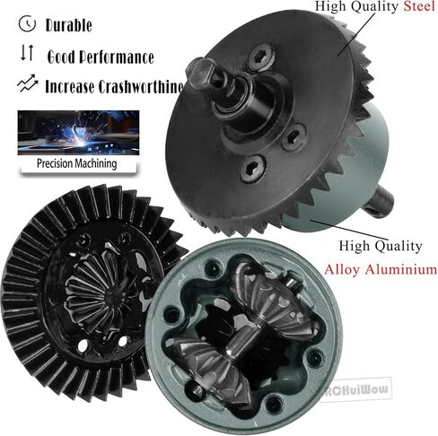 علبة نقل RC مع 37T Diff Gear جزء ترقيات لـ 1/10 Slash 4x4(VXL)، Rustler 4x4(VXL)، Stampede 4x4(VXL)، Jato 4x4 (VXL)، XO-1، علبة تروس معدنية أمامية خلفية تفاضلية، أزرق داكن in Kuwait
