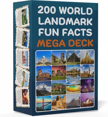 200 World Landmark Fun Fact Cards – Fascinating, Educational Flash Cards for Kids | Lunchbox Notes, Homeschool, Classroom, Travel + Bonus Printable 60 Space Fun Facts | Back to School & Gift Idea in Saudi Arabia