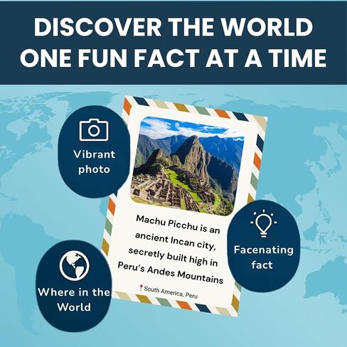 200 World Landmark Fun Fact Cards – Fascinating, Educational Flash Cards for Kids | Lunchbox Notes, Homeschool, Classroom, Travel + Bonus Printable 60 Space Fun Facts | Back to School & Gift Idea in Saudi Arabia