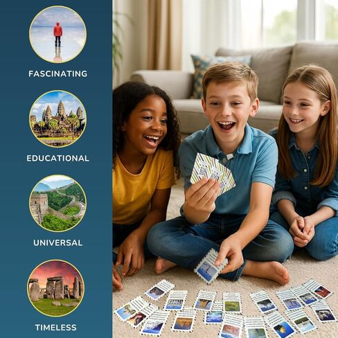 200 World Landmark Fun Fact Cards – Fascinating, Educational Flash Cards for Kids | Lunchbox Notes, Homeschool, Classroom, Travel + Bonus Printable 60 Space Fun Facts | Back to School & Gift Idea in Saudi Arabia