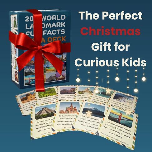 200 World Landmark Fun Fact Cards – Fascinating, Educational Flash Cards for Kids | Lunchbox Notes, Homeschool, Classroom, Travel + Bonus Printable 60 Space Fun Facts | Back to School & Gift Idea in Saudi Arabia