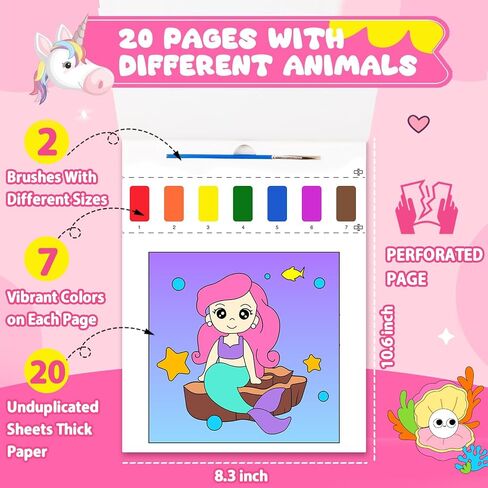 AGGKKY 3 Pack Paint with Water Coloring Books for Kids Toddlers Painting Book Kits Arts and Crafts for Kids Travel Activities Birthday Christmas Stocking Stuffers Toy Gift (Princess+Mermaid+Dino) in Saudi Arabia