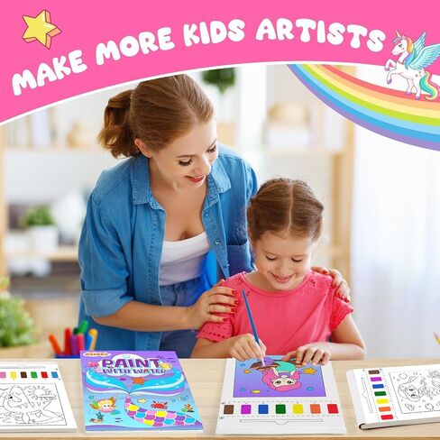 AGGKKY 3 Pack Paint with Water Coloring Books for Kids Toddlers Painting Book Kits Arts and Crafts for Kids Travel Activities Birthday Christmas Stocking Stuffers Toy Gift (Princess+Mermaid+Dino) in Saudi Arabia