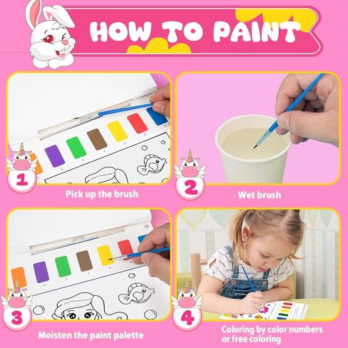 AGGKKY 3 Pack Paint with Water Coloring Books for Kids Toddlers Painting Book Kits Arts and Crafts for Kids Travel Activities Birthday Christmas Stocking Stuffers Toy Gift (Princess+Mermaid+Dino) in Saudi Arabia