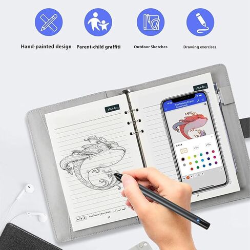 مجموعة الكتابة الذكية التي تعمل بالذكاء الاصطناعي، مثالية للتعلم والمكتب والرسم ودفتر ملاحظات إلكتروني مع قلم، متوافقة مع Android وIos (أسود) in Saudi Arabia