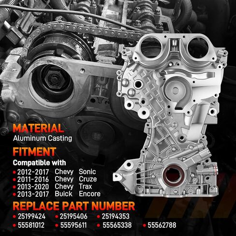 25199424 Engine Timing Cover Compatible with Chevy Sonic 2012-2017 Cruze 2011-2016 Trax 2013-2020 Buick Encore 2013-2017，Timing Chain Oil Pump Cover for 1.4L Engine Replace#25195406 55581012 55595611 in Saudi Arabia