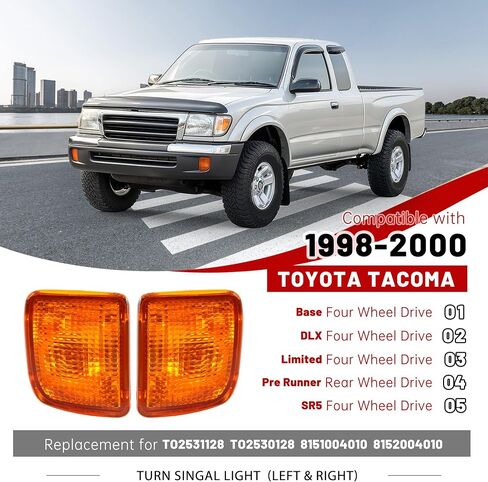زوج من مصابيح إشارة الانعطاف من HECASA مع لمبة متوافقة مع 1998 1999 2000 Toyota Tacoma، سائق تجميع مصباح إشارة الانعطاف الأمامي واستبدال جانب الركاب لـ TO2530128 TO2531128، عدسة كهرمانية in Saudi Arabia