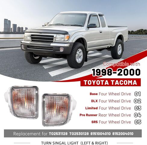 زوج من مصابيح إشارة الانعطاف من HECASA مع لمبة متوافقة مع 1998 1999 2000 Toyota Tacoma، سائق تجميع مصباح إشارة الانعطاف الأمامي واستبدال جانب الركاب لـ TO2530128 TO2531128، عدسة كهرمانية in Saudi Arabia