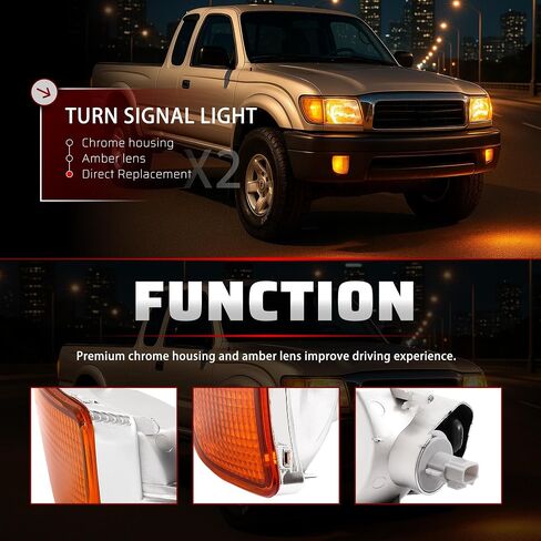 زوج من مصابيح إشارة الانعطاف من HECASA مع لمبة متوافقة مع 1998 1999 2000 Toyota Tacoma، سائق تجميع مصباح إشارة الانعطاف الأمامي واستبدال جانب الركاب لـ TO2530128 TO2531128، عدسة كهرمانية in Saudi Arabia