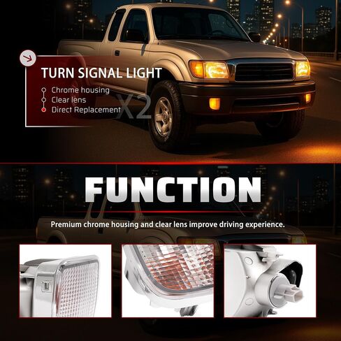 زوج من مصابيح إشارة الانعطاف من HECASA مع لمبة متوافقة مع 1998 1999 2000 Toyota Tacoma، سائق تجميع مصباح إشارة الانعطاف الأمامي واستبدال جانب الركاب لـ TO2530128 TO2531128، عدسة كهرمانية in Saudi Arabia