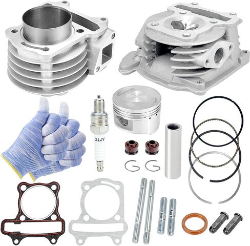 مجموعة أسطوانة رأس الأسطوانة مع مجموعة أسطوانات كبيرة GY6 80cc 47 مم مجموعة إعادة بناء السكوتر مناسبة لمحرك 139QMB 1P39QMB الدراجة ATV Go Kart UTV in Kuwait